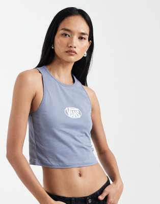 Vans - Tanktop in Glacial Slate mit ovalem Logo-Blau
