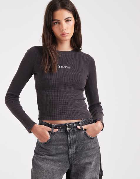 Vans Teri waffle long sleeve in black - view 1