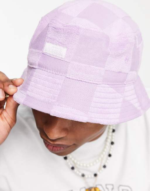 Terry Cloth Floppy Brim Bucket Hat in Purple