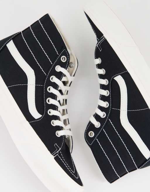 Vans sk8-hi platform canvas black outlet white