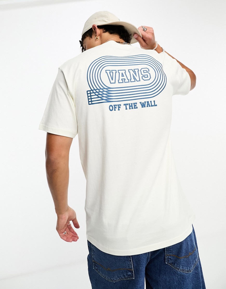 Vans track field t-shirt with back print in off white