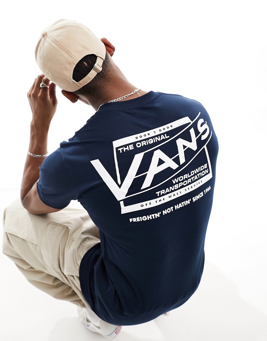 Vans truckin company t-shirt with back print in navy