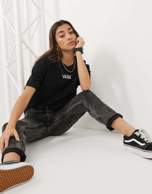 Vans – Tylko w ASOS – Czarny t-shirt oversize z logo na piersi, 4 z 4
