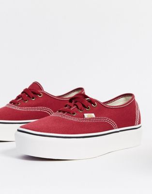 vans authentic platform trainers in red