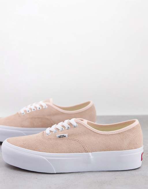 Vans UA Authentic - Sneakers con plateau 2.0 in tessuto scamosciato color pesca polvere e bianco
