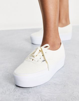 Vans Authentic Stackform rib knit trainers in cream