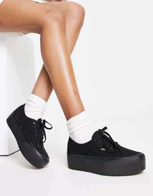 Vans black store authentic platform