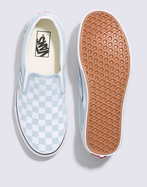 Vans UA Classic Slip On checkerboard sneakers in baby blue ASOS