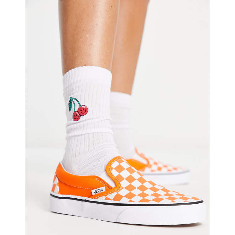 Orange and white checkered hot sale vans