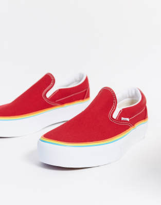 vans red platform shoes