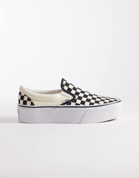Vans UA Classic Slip-On Stackform checkerboard sneakers in black and white - view 1