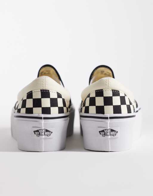 Vans UA Classic Slip-On Stackform checkerboard sneakers in black and white, 3 of 5