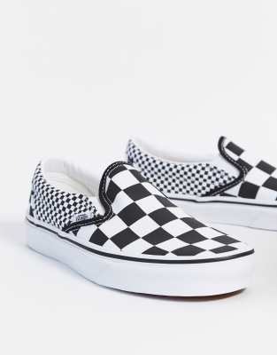 vans classic slip on trainers black white check
