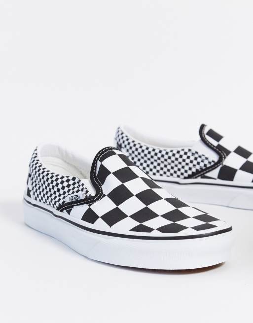 Mixed checkerboard shop slip on vans