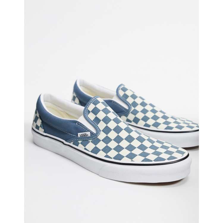 Vans checkerboard 2025 blue slip on