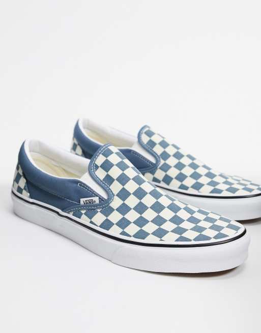 Blue vans clearance with checkered sides