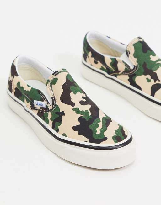 Womens vans camo hot sale slip ons