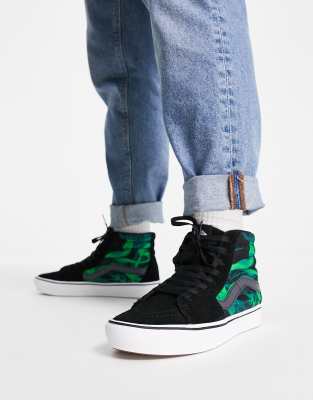 Vans UA ComfyCush SK8-Hi sneakers in black/green  - ASOS Price Checker