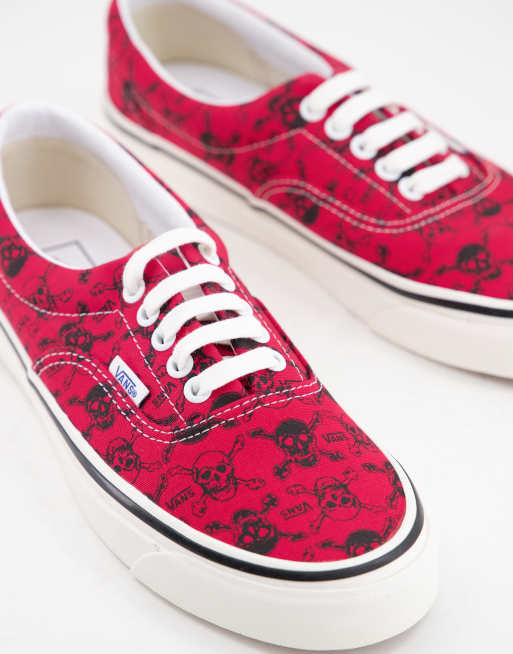 Vans UA Era 95 Dx skull print trainers in red and black