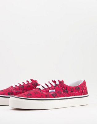 Vans UA Era 95 DX skull trainers in red and black
