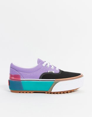 vans era stacked colour block trainers