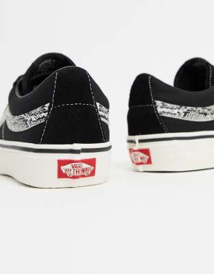 black and white snake print vans