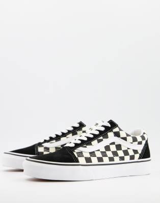 Vans Old Skool Platform Sneakers In Checkerboard-black In Black