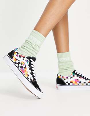 colored checkered vans old skool