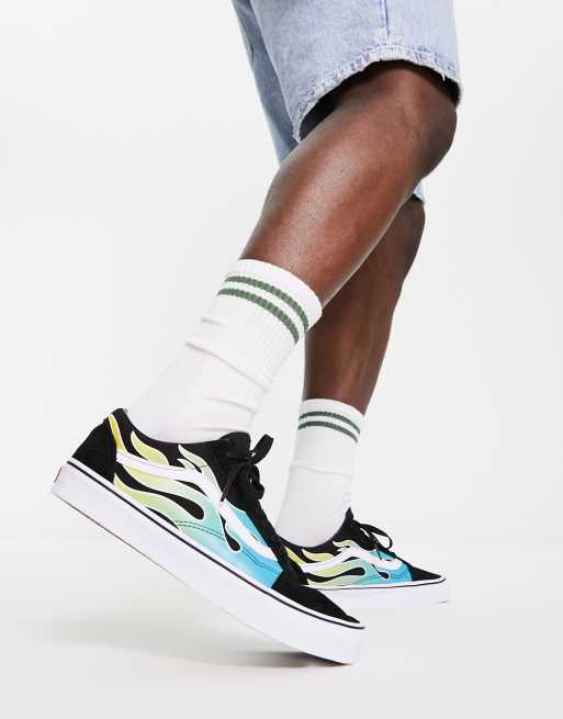 Vans UA Old Skool sneakers in black with multi flame