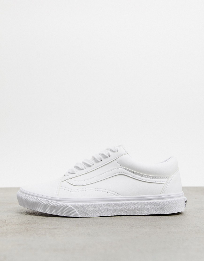 Vans Ua Old Skool Sneakers In White Faux Leather | ModeSens