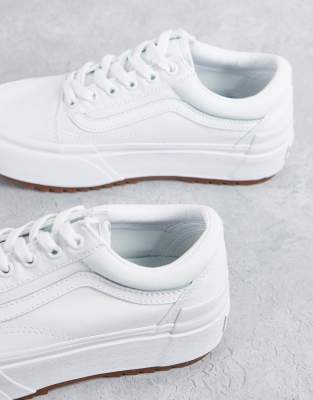 white vans stacked
