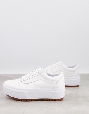 vans white leather trainers