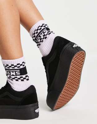 suede vans black and white