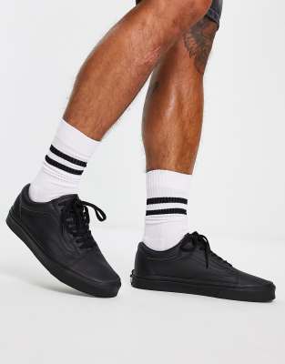 black faux leather vans