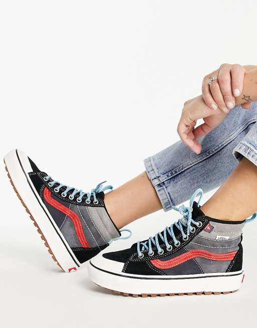 Vans sk8 hi black orange hot sale