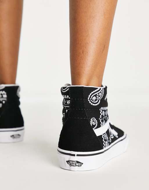Vans - UA SK8-Hi Peace - Sneakers alte nere e bianche con stampa cachemire , 3 di 4