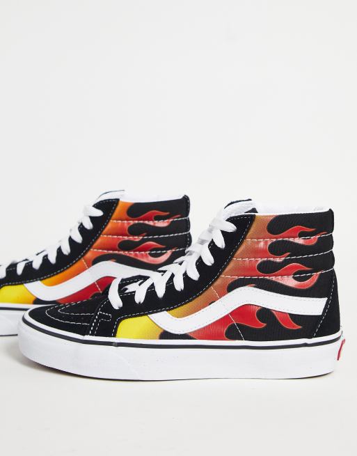 Vans - UA SK8-Hi Reissue - Sneakers met vlammen in zwart 