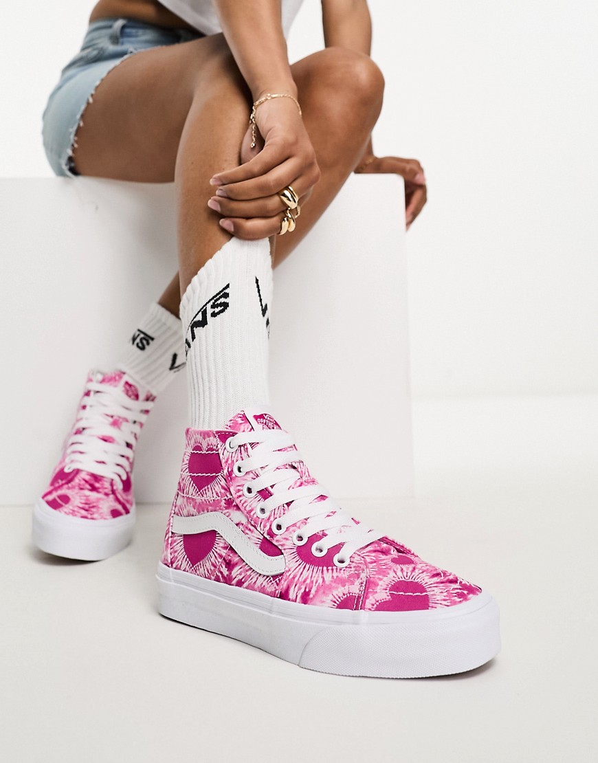 Vans Ua Sk8-hi Tapered Heart Print Sneakers In Pink