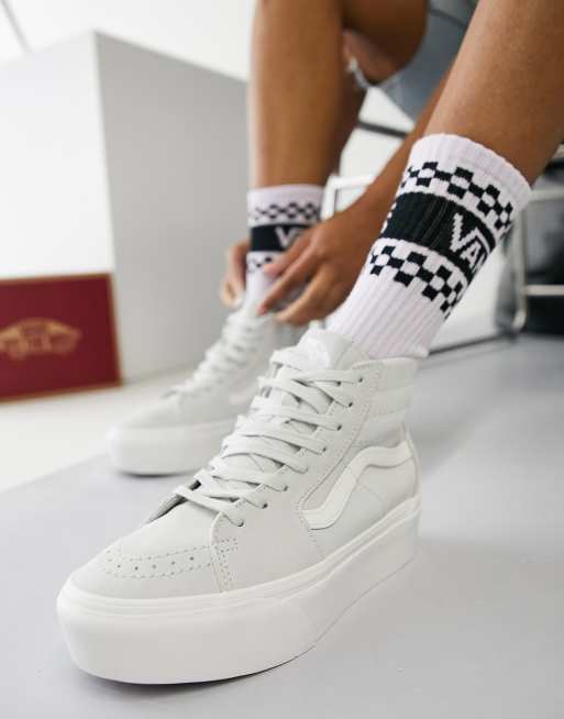 Vans UA SK8Hi Tapered Stackform suede trainers in light grey ASOS