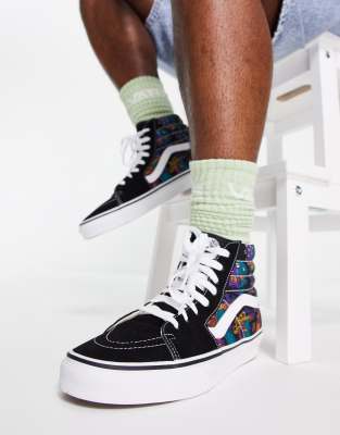 Vans SK8-Hi trainers in black with trippy drip print