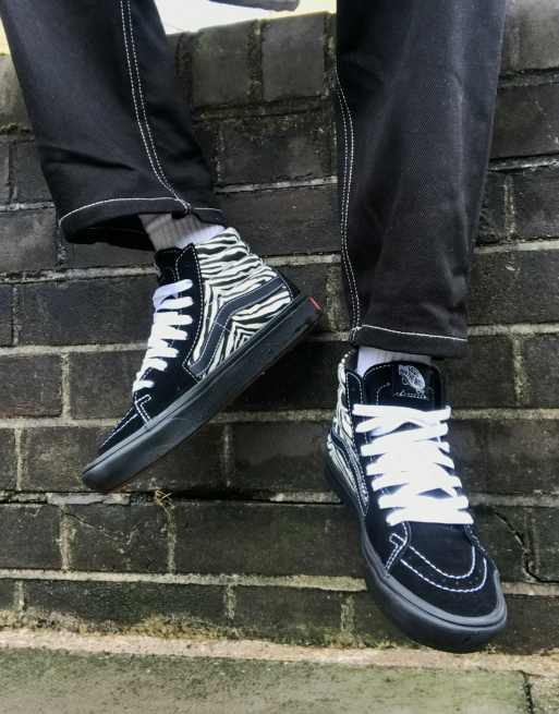 Vans UA Sk8 Hi zebra sneakers in black