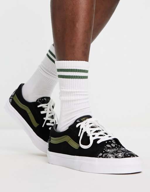 Vans UA SK8Low paisley trainers in black ASOS