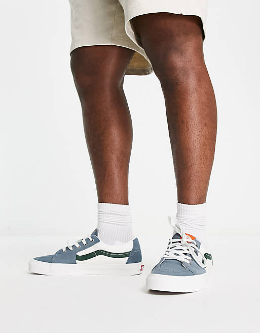 Vans UA sk8-low trainers in varsity canvas with green suede | ASOS