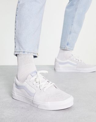 Vans SK8-Low trainers in white and light blue