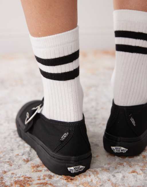【VANS】 ★ Premium Mary Jane 93 Crepe ★ Black & Taupe Mary Jane Style 93 Shoe in Classic White | Vans