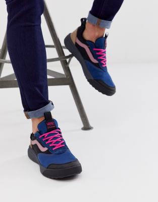 vans ultrarange blue and pink sneakers