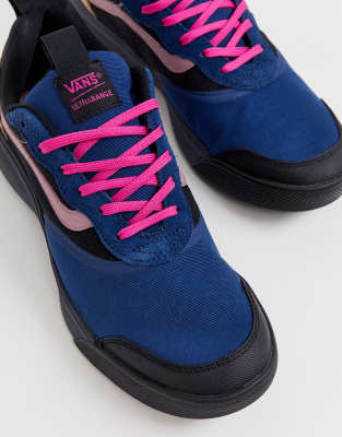 vans ultrarange blue and pink sneakers
