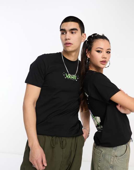 Vans - Uniseks T-shirt met 'Just Visiting Space'-print op de achterkant in zwart, 4 van 4