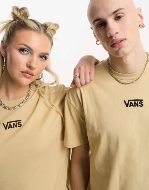 Vans Uniseks T shirt met logo in het midden in zandkleur ASOS