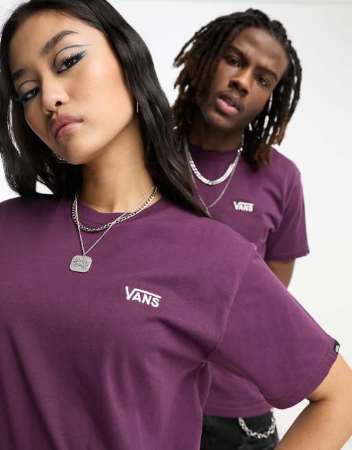  Vans - Uniseks T-shirt met logo links op de borst in bordeauxrood, exclusief bij ASOS 